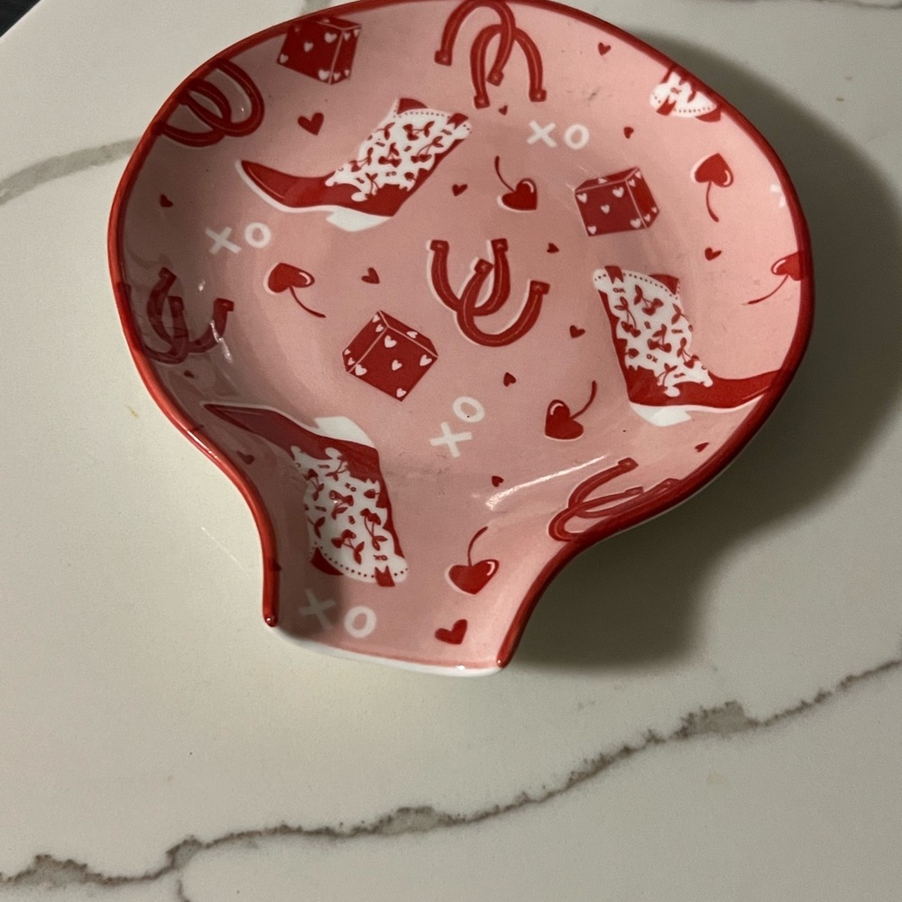 Red and Pink Ceramic Spoon Rest